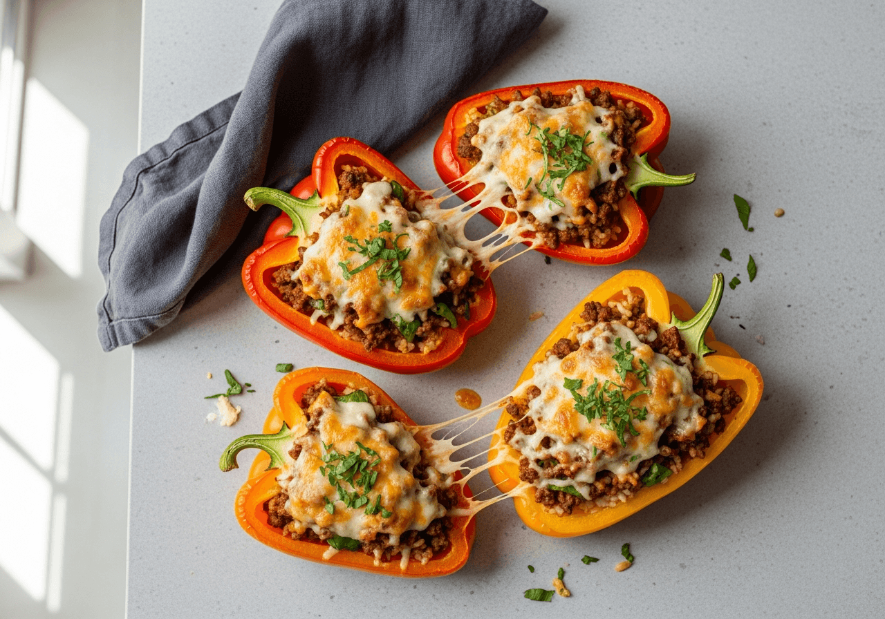 Cheesy Beef Stuffed Peppers