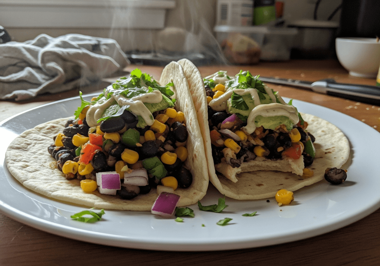 Zesty Black Bean and Corn Tacos