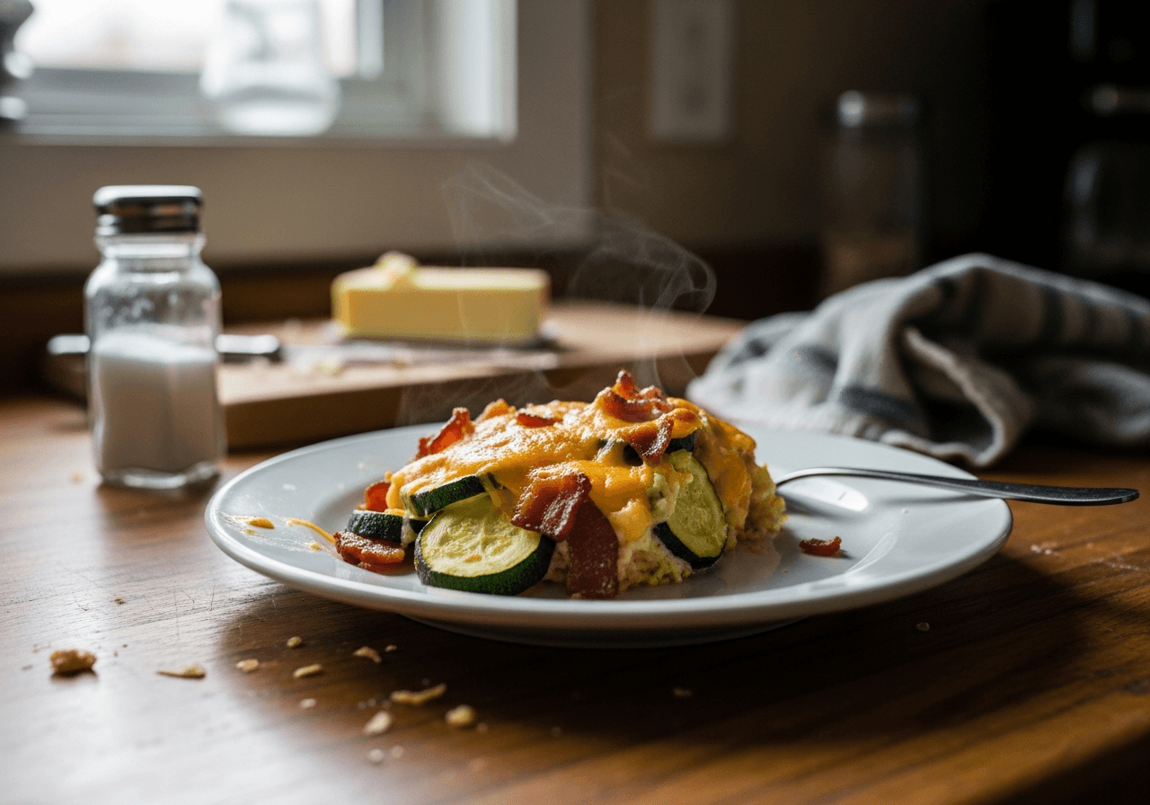 Cheesy Bacon Zucchini Bake