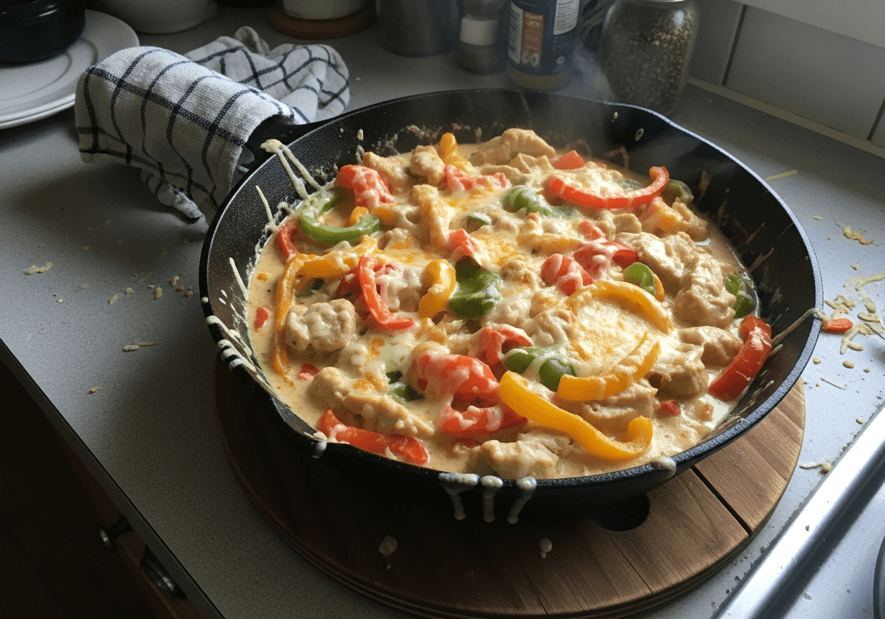 Cheesy Bell Pepper Chicken Skillet