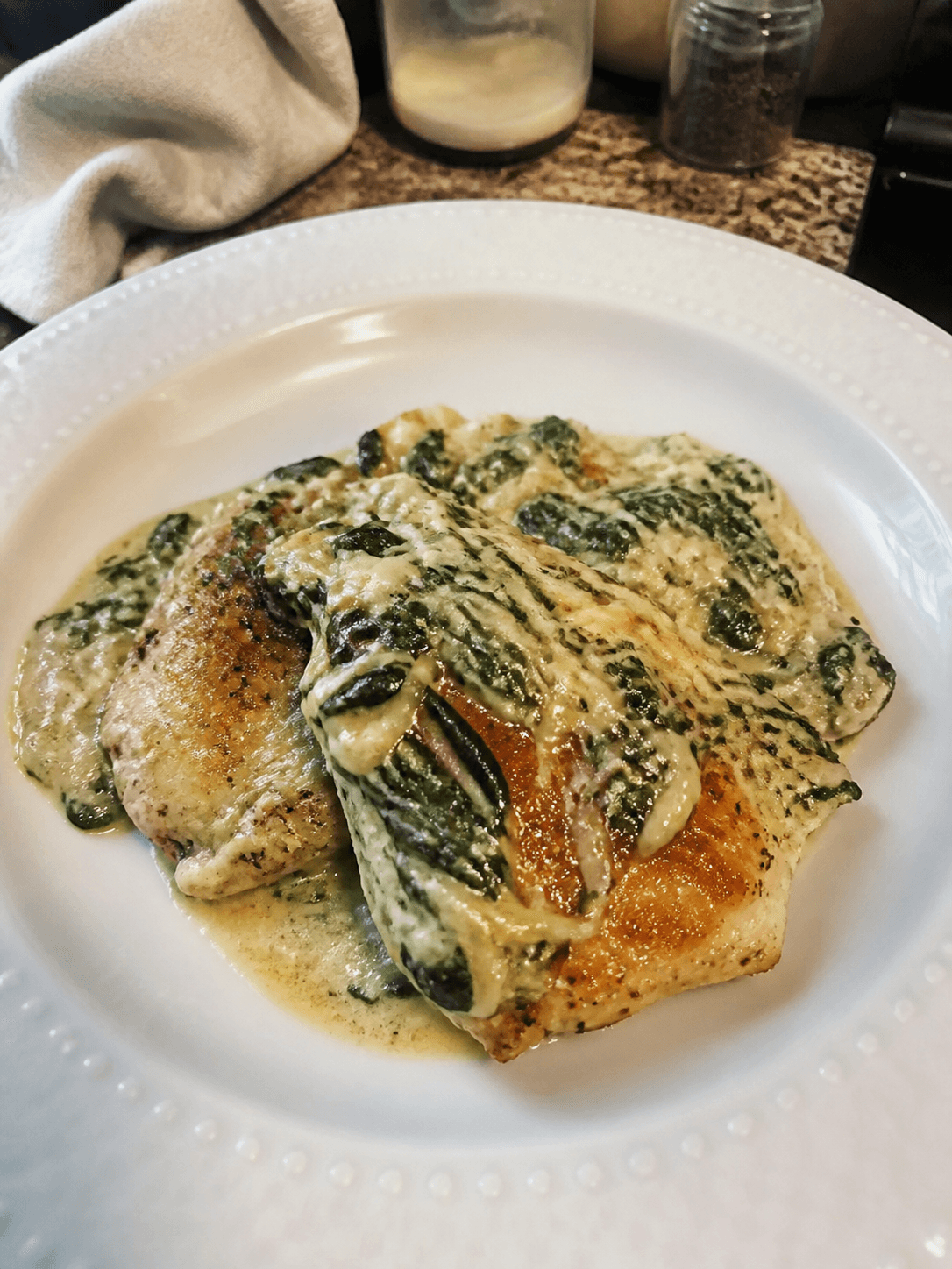 Cheesy Creamed Spinach Chicken
