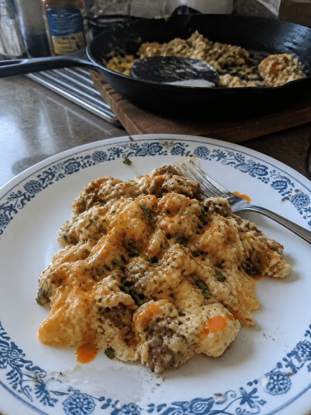 Cheesy Italian Sausage & Egg Skillet