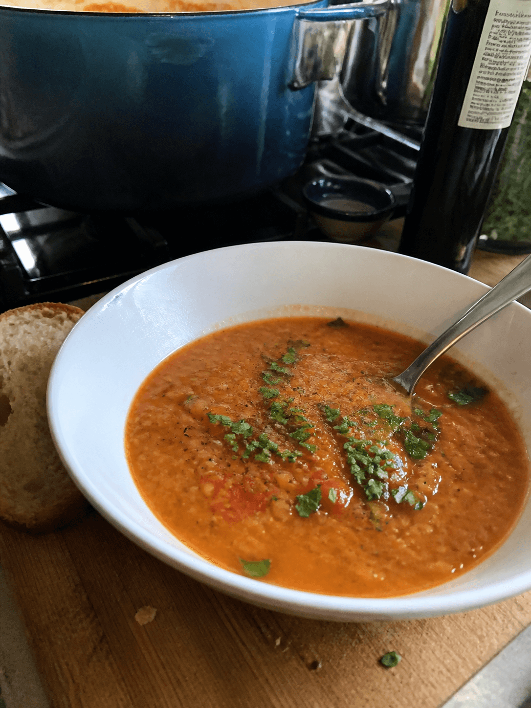 Cozy Red Lentil and Tomato Soup