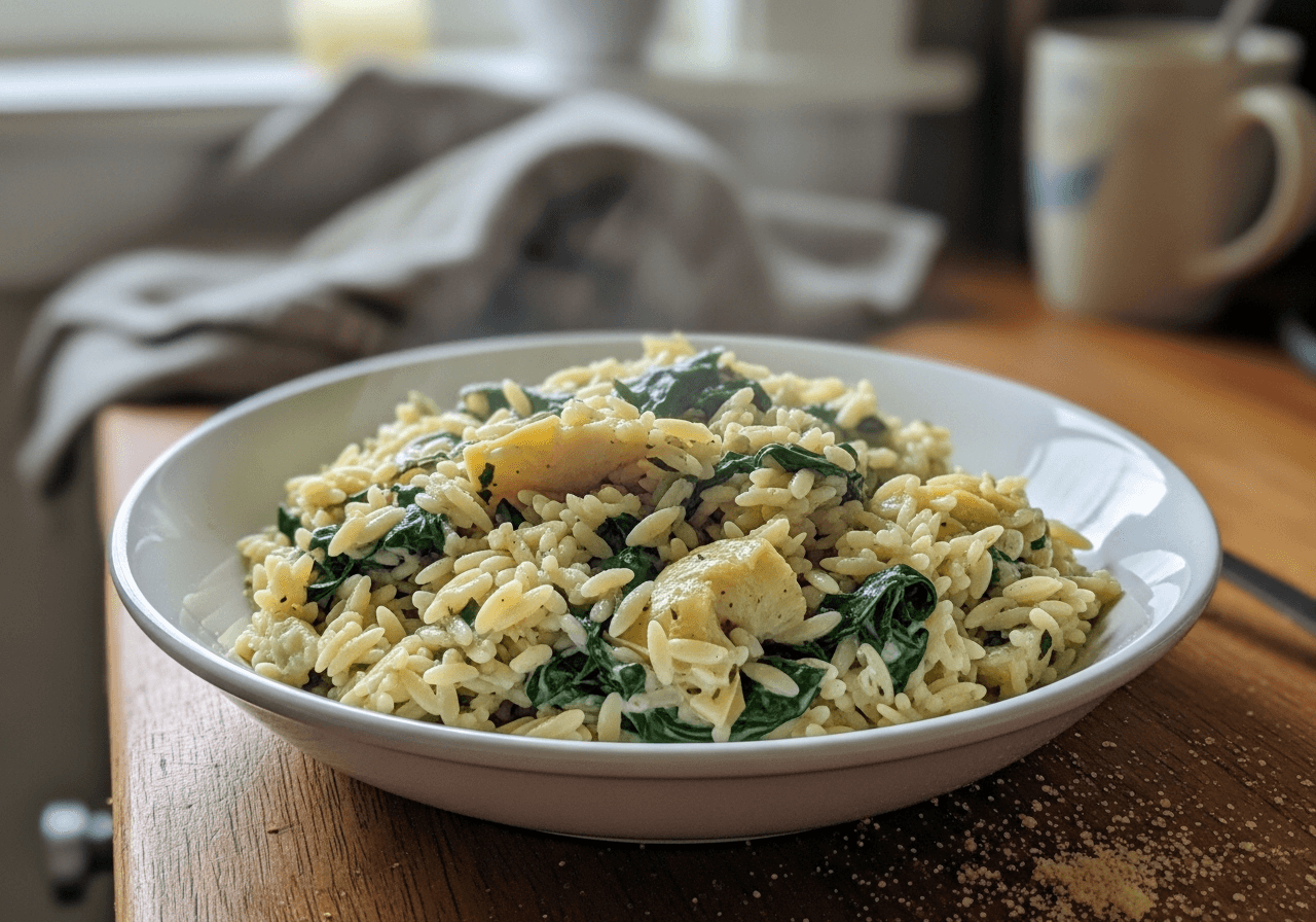 Creamy Artichoke and Spinach Orzo