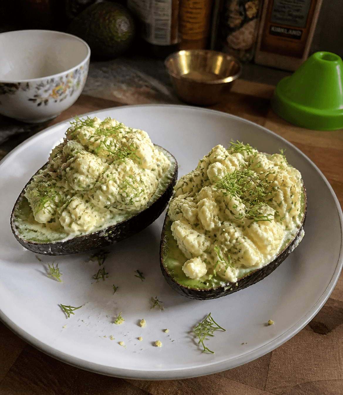 Creamy Dill Egg Stuffed Avocados
