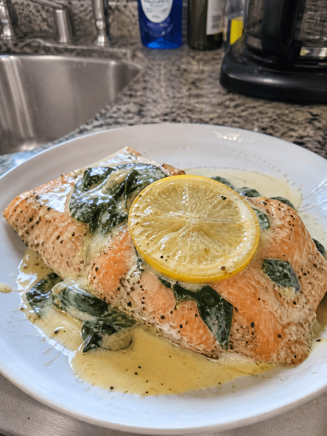 Creamy Lemon Garlic Salmon with Spinach