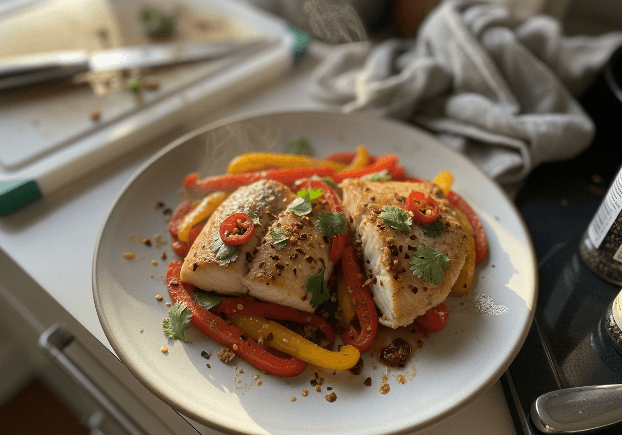 Fiery Baked Tilapia and Peppers