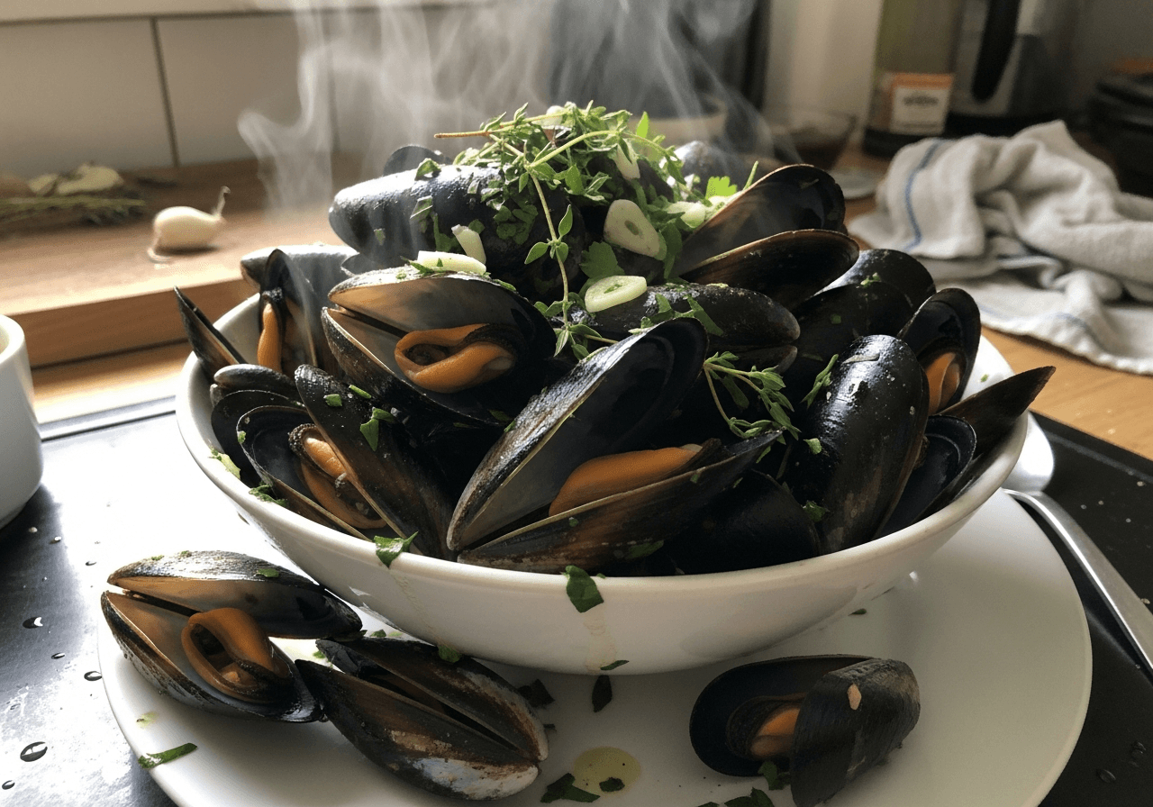 Garlic Herb Steamed Mussels