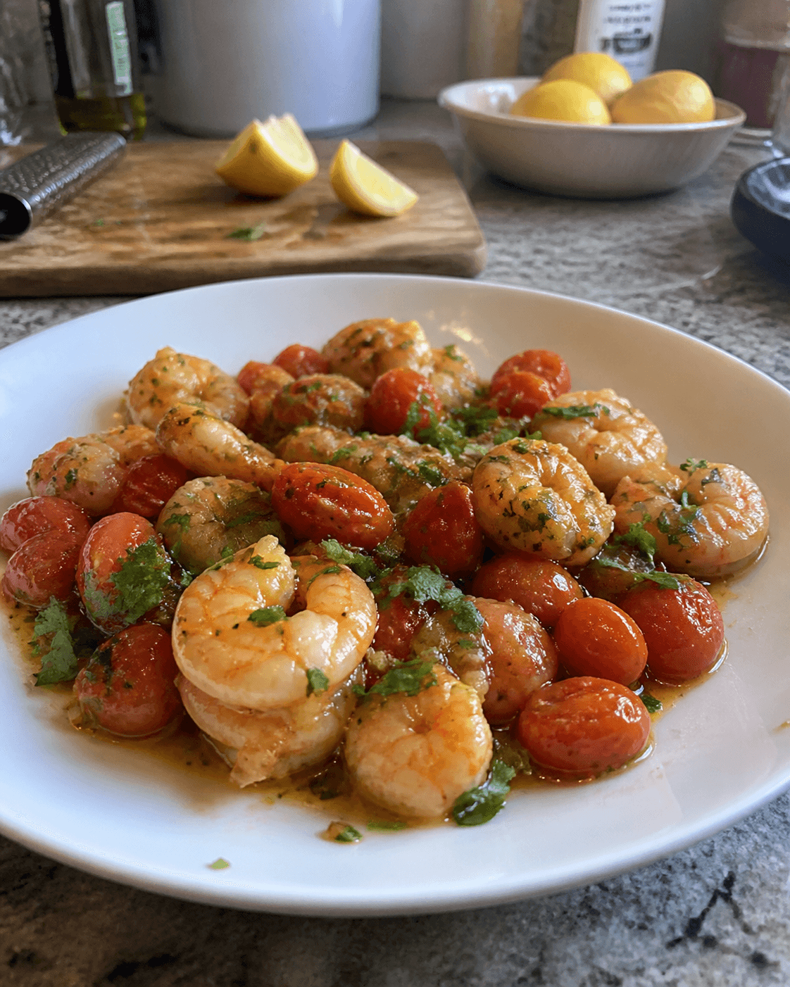 Garlic Shrimp with Burst Cherry Tomatoes
