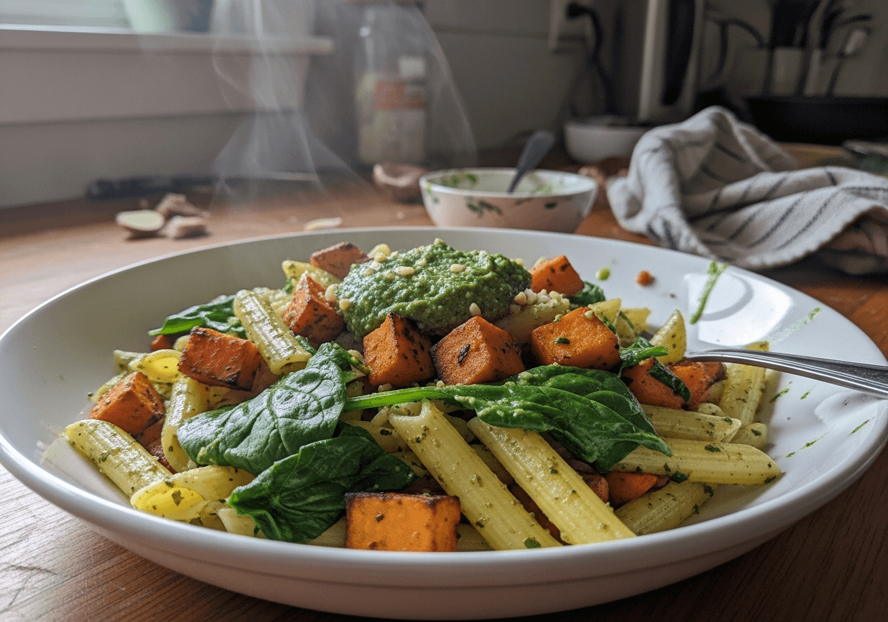 Harvest Pasta with Sweet Potato and Pesto