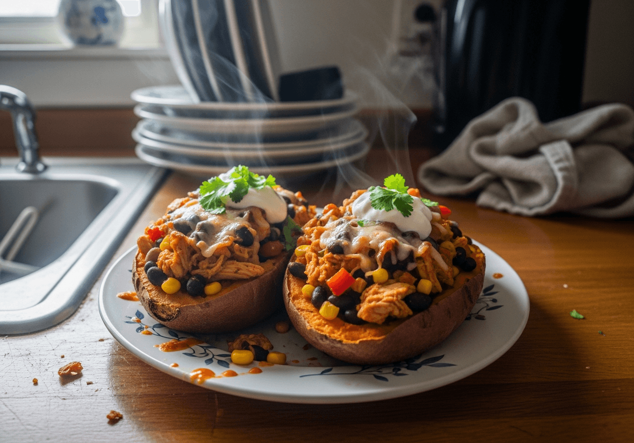 Hearty Chicken and Black Bean Stuffed Sweet Potatoes