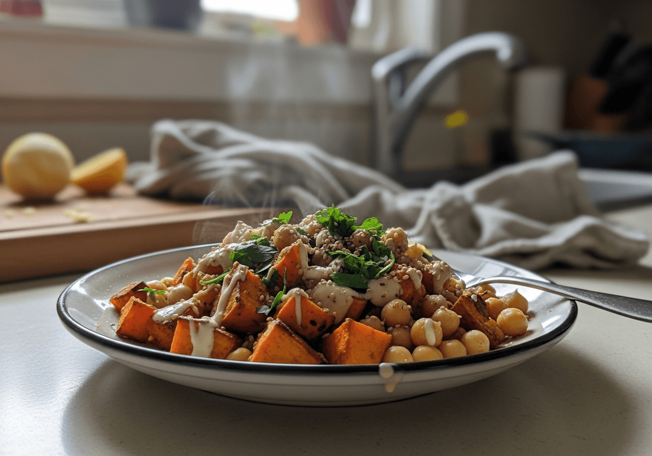 Lemon Tahini Sweet Potato Chickpea Bowl