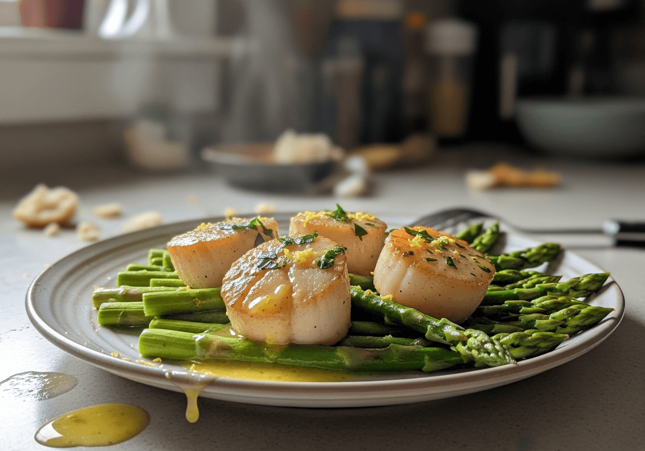 Lemony Butter Scallops with Crisp Asparagus