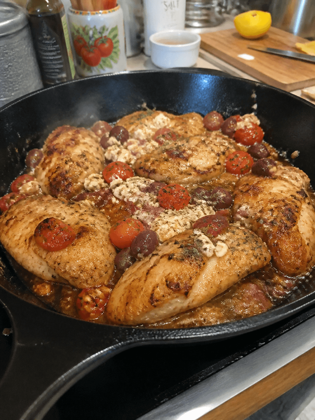 Mediterranean Feta Chicken Skillet