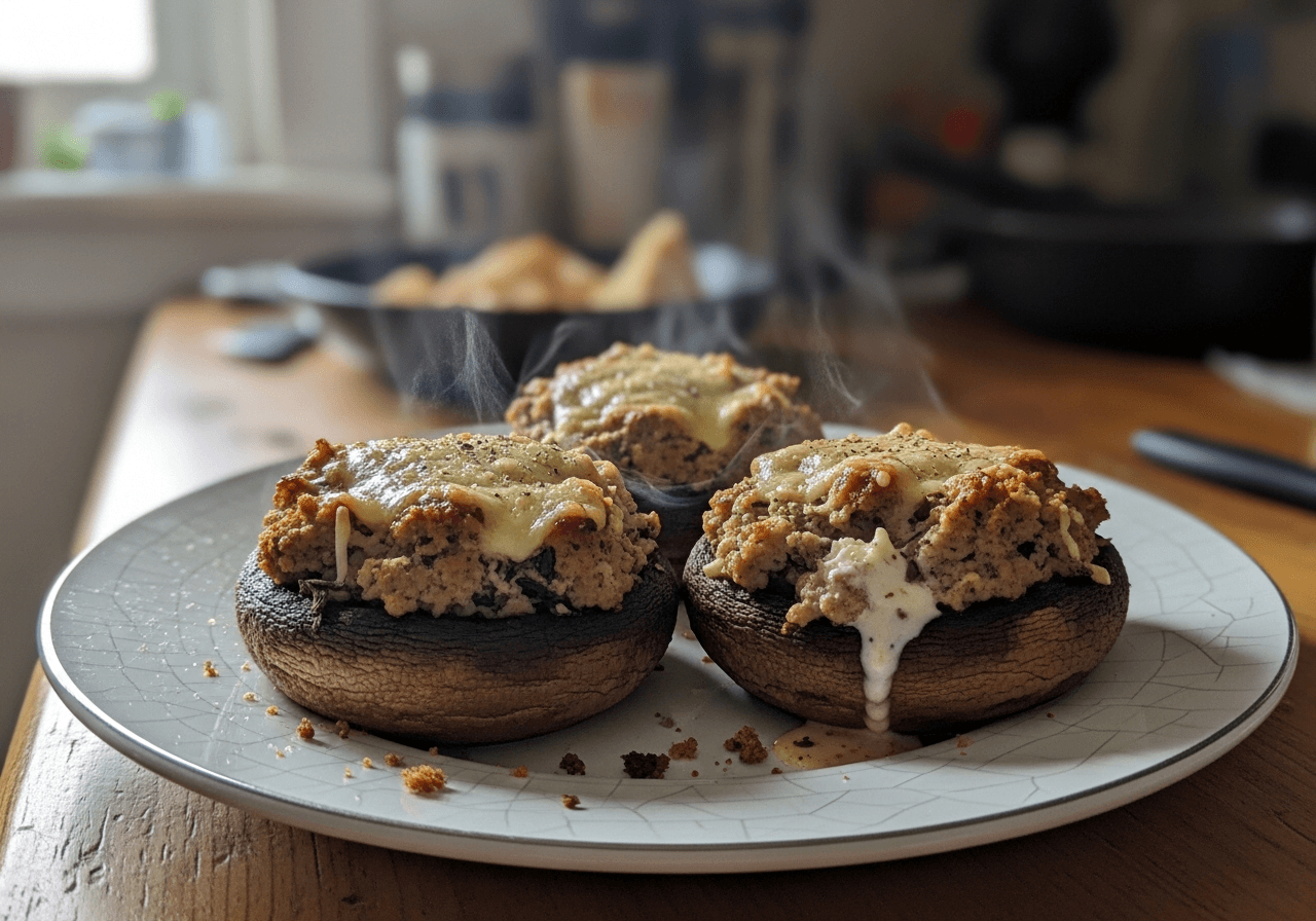 Savory Turkey & Cream Cheese Stuffed Portobellos