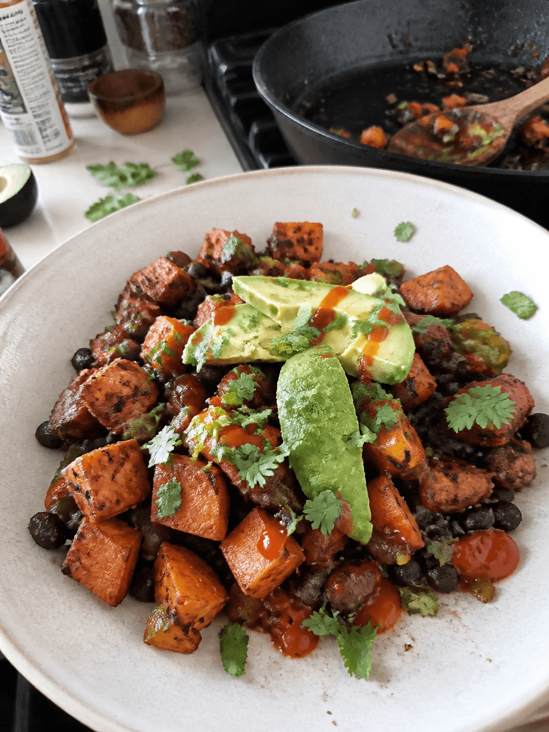 Spicy Sweet Potato & Black Bean Hash
