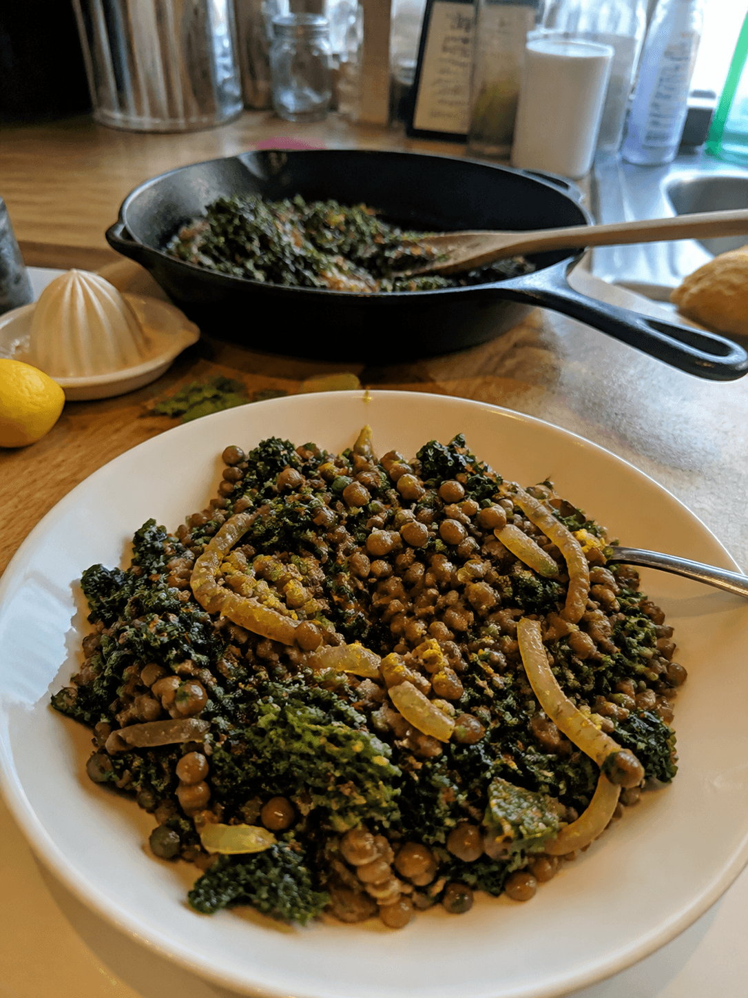 Sunny Lemony Lentil & Kale Skillet