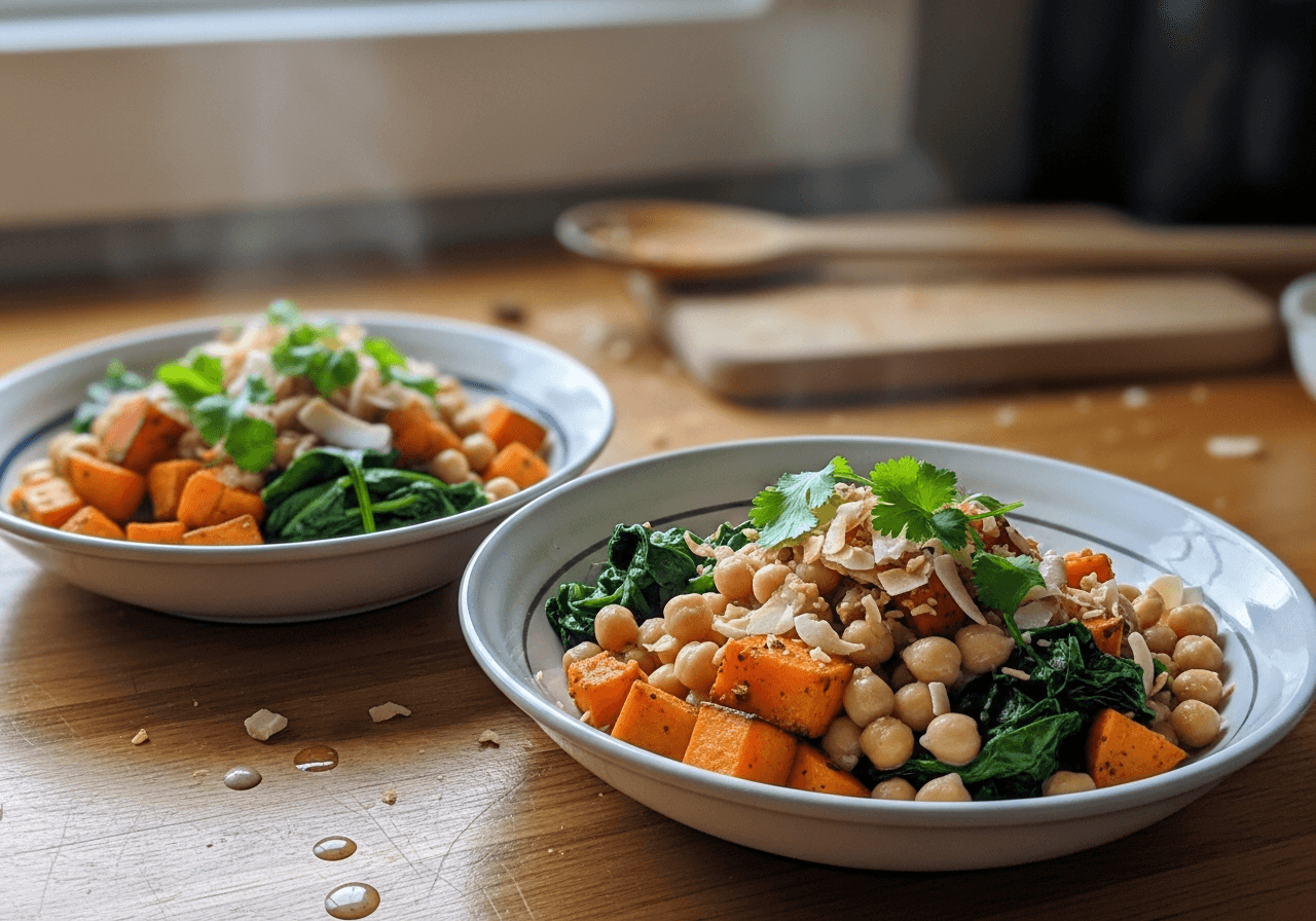 Sunny Sweet Potato & Coconut Chickpea Bowls