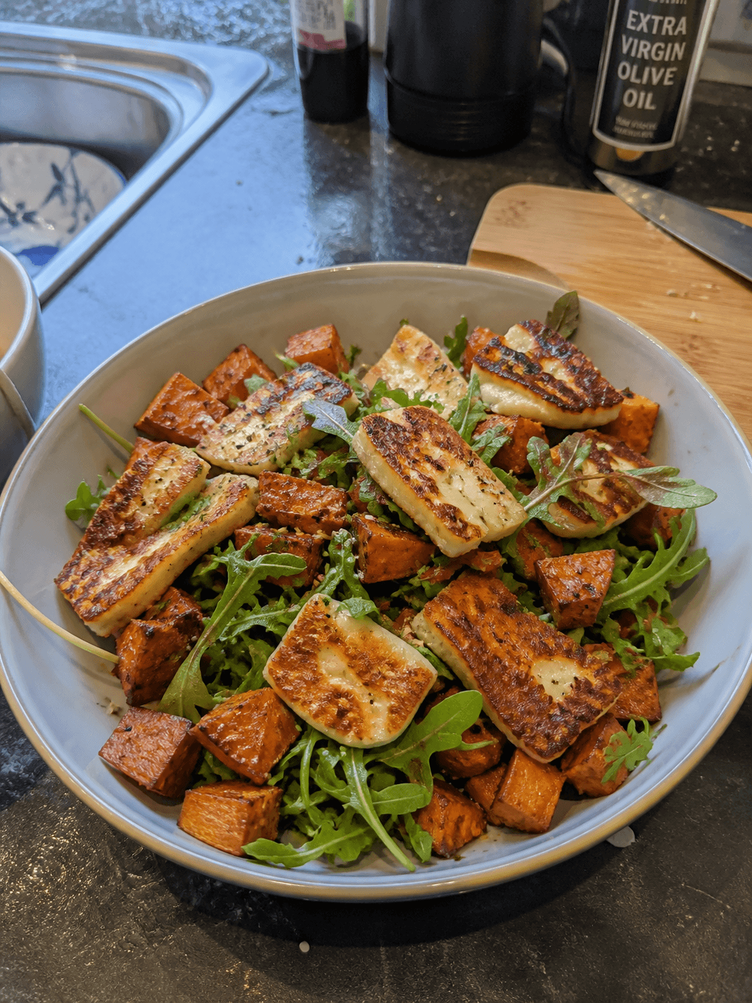 Warm Halloumi & Roasted Sweet Potato Bowl
