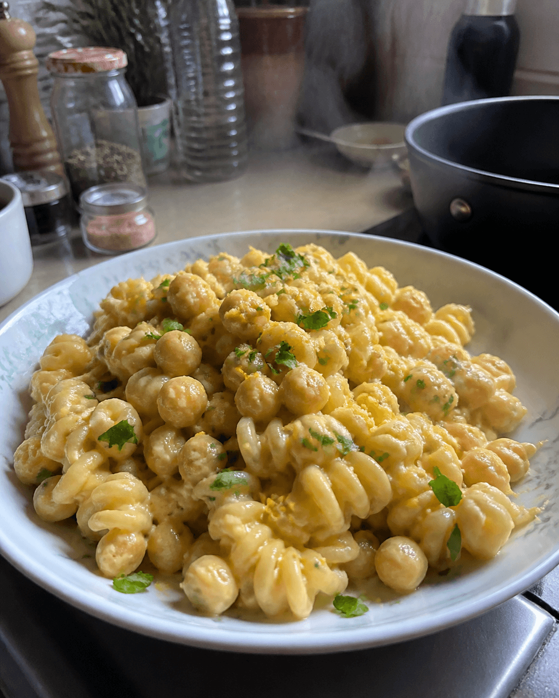 Zesty Creamy Lemon Chickpea Pasta
