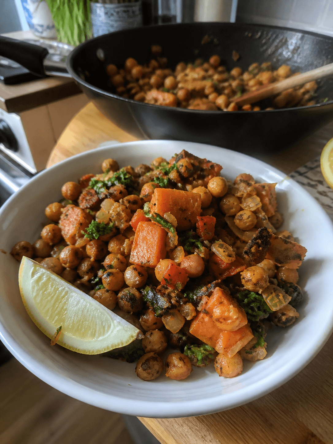 Zesty Lemon Chickpea Sweet Potato Hash