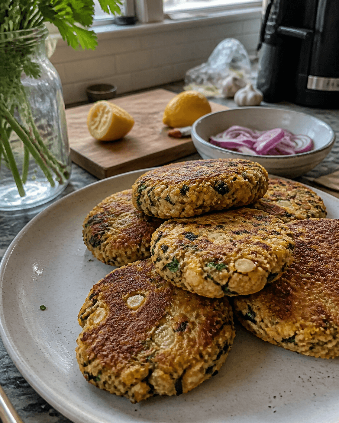 Zesty Lemon Feta Chickpea Patties