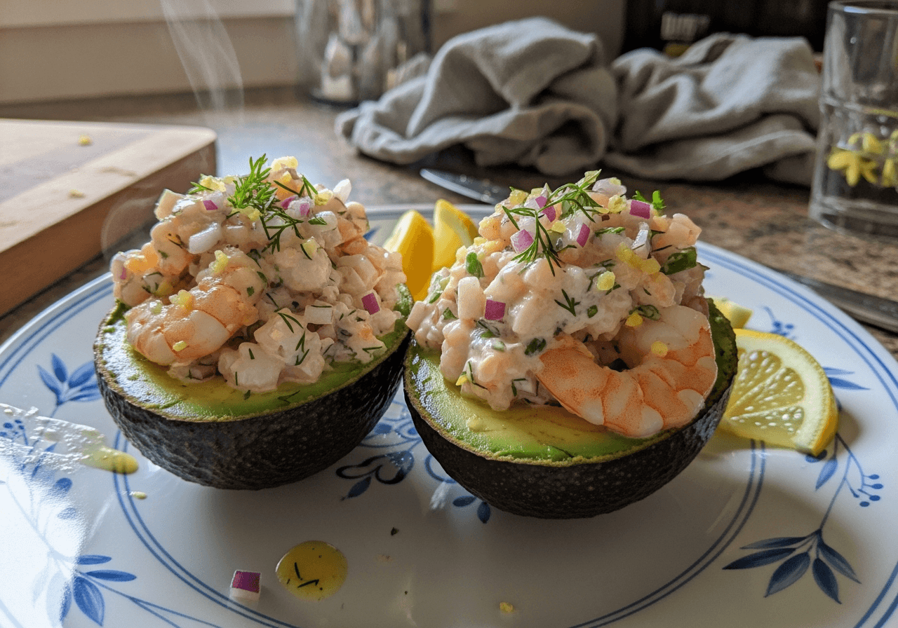 Zesty Lemon Shrimp Stuffed Avocados