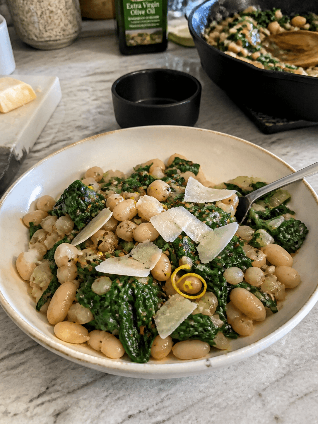 Zesty Lemon White Bean and Spinach Skillet