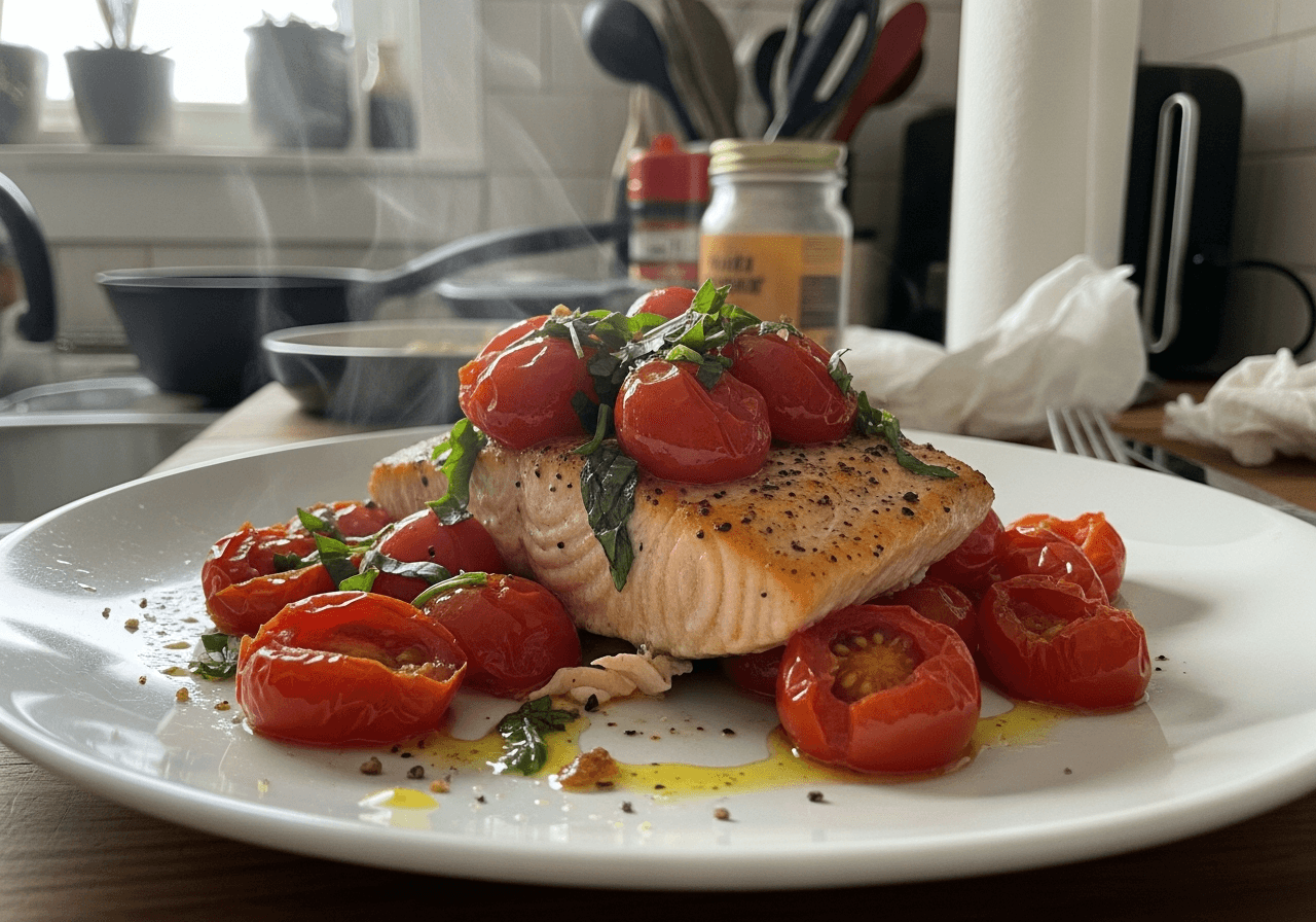 Zesty Pan-Seared Salmon with Burst Tomatoes