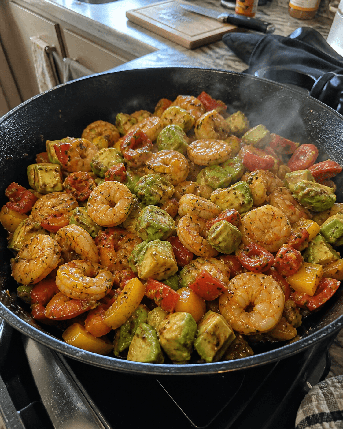 Zesty Shrimp and Avocado Pepper Skillet